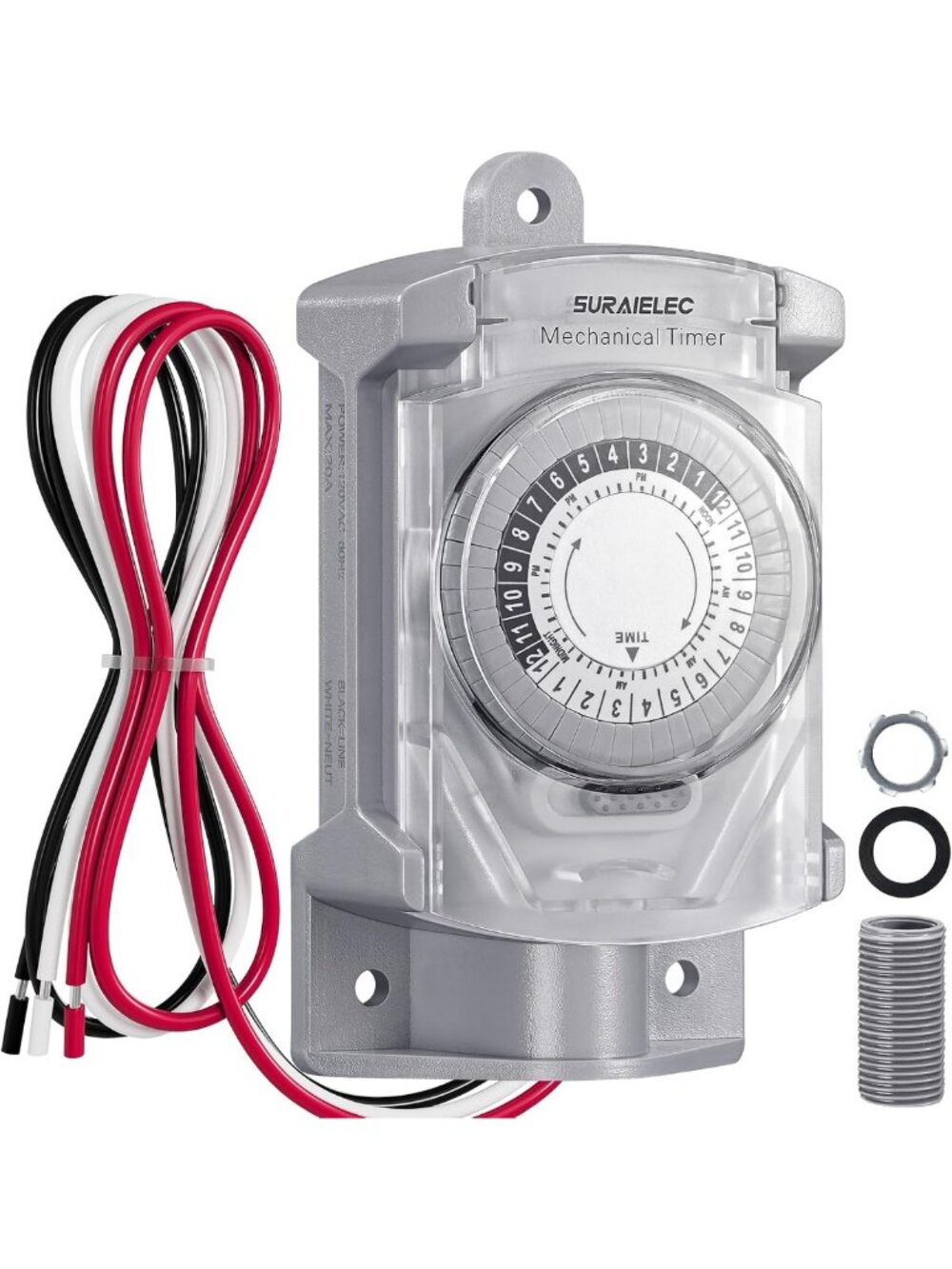 20 AMP 24-Hour Outdoor Mechanical Timer Switch for Electrical Use